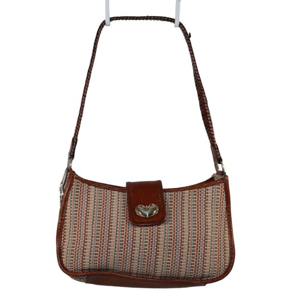 Fossil Fabric Woven Striped Multi Color Hobo Shoulder Purse Handbag Medium Bag - Picture 2 of 12